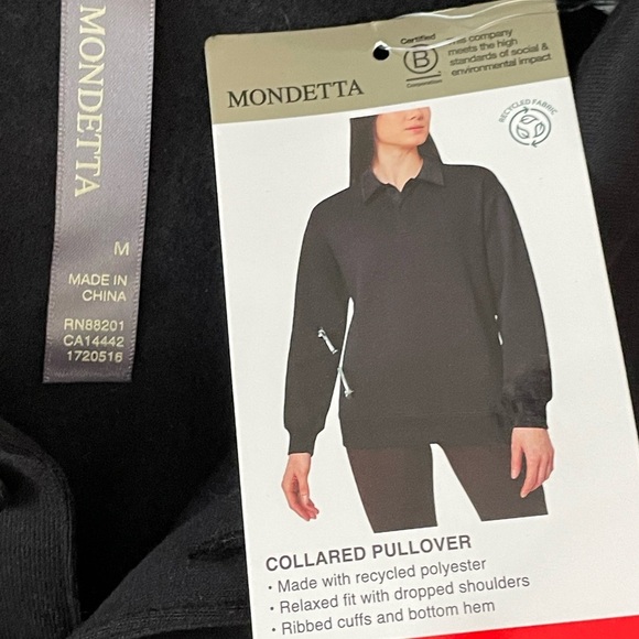 Mondetta Ladies' Collared Fleece Pullover Top, Black Medium Large - Picture 7 of 13
